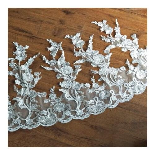 55cm or 21.65inch wide (3yards/lot)Free Shipping Off White Alencon lace Trim with Sequines, Bridal Wedding Lace Trim Accessories