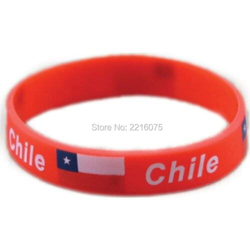 300pcs Flag Chile wristband silicone bracelets free shipping by DHL express