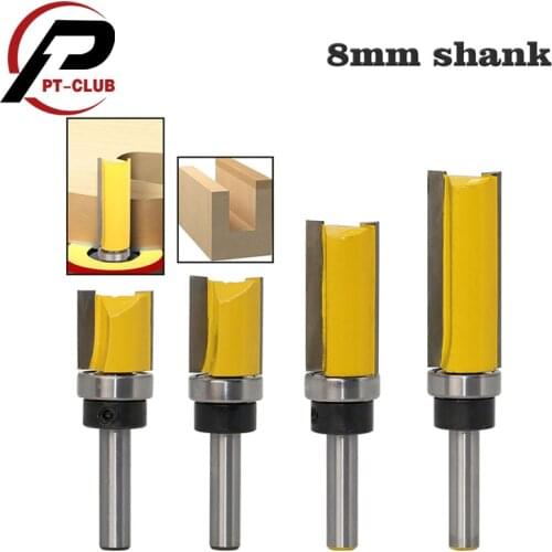 4Pcs 8mm Shank Flush Trim Pattern Template Router Bit Set Wood Top Bearing Milling Cutter Tool Woodworking Milling Cutter