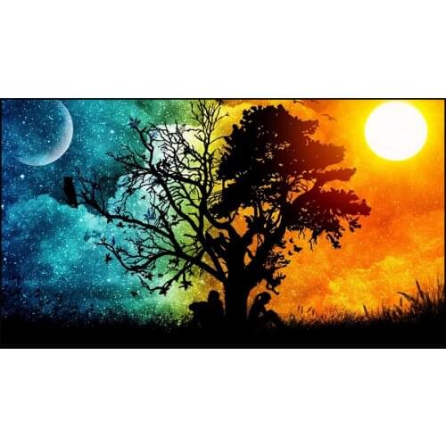 5D Diamond Mosaic Picture Rhinestones Needlework Diy Diamond Painting Cross Stitch Tree of Love Day Night Diamond Embroidery Art
