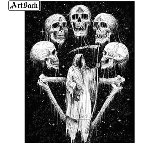 5d diamond painting skull icon full square / round drill death horror diamond mosaic canvas art diamond embroidery decoration