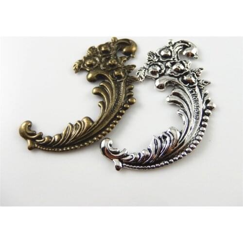 8piece)Trendy Antique Bronze Zinc Alloy Lovely Flower Swirl Charm Pendant Bracelet Vintage Art Dec63*40mm Jewelry Findings52604