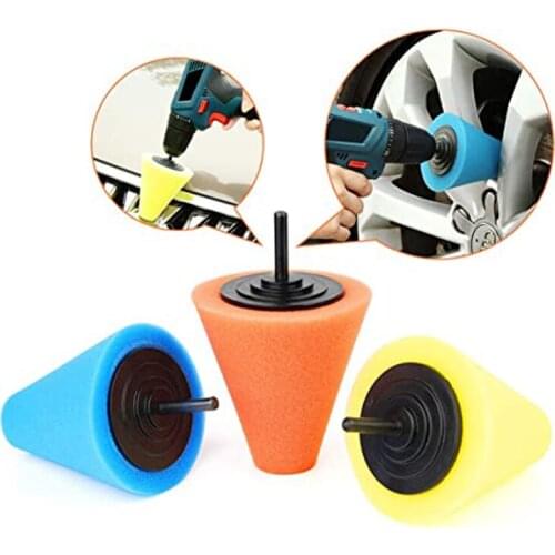 Auto Wheel Polishing Sponge Used for Electric Drill 3inch/ 4inch Burnishing Ball Polishing Cone Car Hub Buffing Sponge