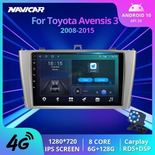 NAVICAR 2Din Android10 Car Radio For Toyota Avensis 3 2008-2015 GPS Navigation Stereo Receiver Auto Dadio Car Multimedia Player
