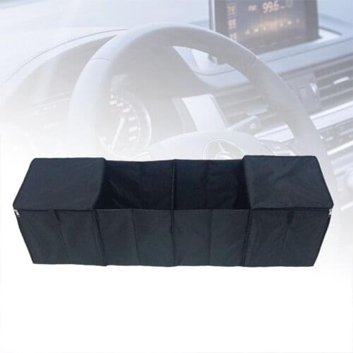 Auto Trunk Storage Box Container Big Capacity Foldable Expandable Cargo Trunk Organizer 4 Grids Bin (Navy)