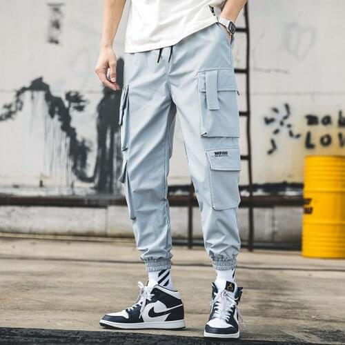 Male Elastic Waist Large Size Trousers 2021 Men Cargo Pants Streetwear Mens Jogging Pants Fashion Sweatpants Casual