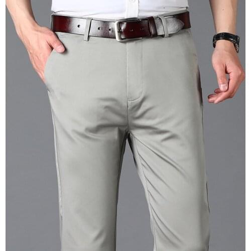 2021 Spring Summer New Mens Straight Casual Pants Business Stretch Trousers Male Brand Modal Fabric High Quality