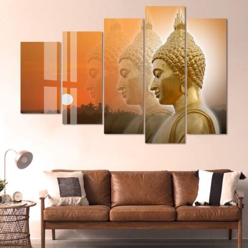 Buddha Ayutthaya Thailand 5 Panels Canvas Paintings Wall Art Pictures Prints Posters for Living Room Home Decor