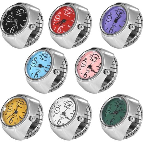 Shellhard Womens Quartz Analog Creative Stainless Steel Cool Finger Ring Watch Ladies Large Number Silver Small Wristwatches