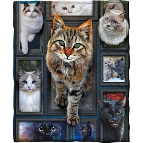 Cat 3d printed fleece blanket for Beds Hiking Picnic Thick Quilt Fashionable Bedspread Sherpa Throw Blanket Drop shipping 05