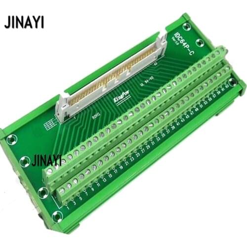 IDC64P IDC 64 Pin Male Terminal Block Breakout PLC Relay Terminals DIN Rail Mounting Adapter Connector