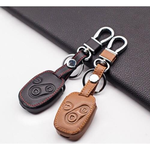 Wear resistant leather Key Case Car Key Chain for Honda accord crosstour CIVIC CR-V remote pilot ridgeCR-Z 3 buttons