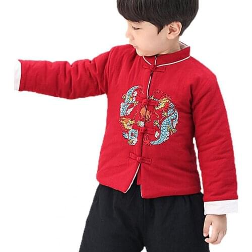 1Set Boy Tang Suit Chinese Style Cotton Coat Children Warm Clothing for New Year