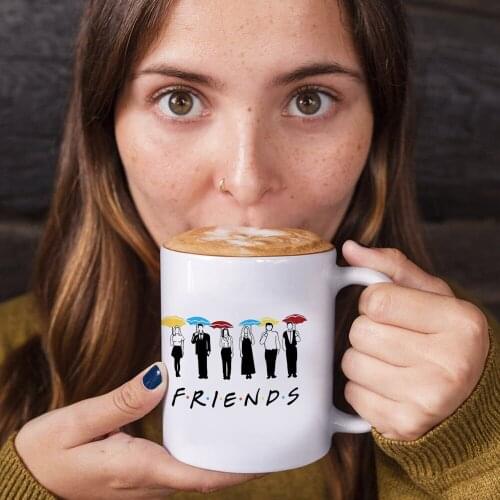 Rainy Day Umbrella Friends Together Coffee Mug 350ml Ceramic Creative Milk Cups Mug Best Gift for Your Boy Girl Friends