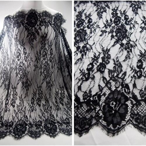 LASUI width 73cm 2pieces=6m=1 lot black french lace trim eyelashes lace flower Hollow For DIY Clothing Accessories Sewing 0245