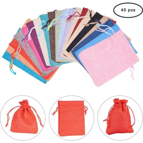 20 Color Linen Drawstring Rope Bag Ornament Gift Storage Bag Wholesale 40 Pieces a Set jewelry display jewelry storage