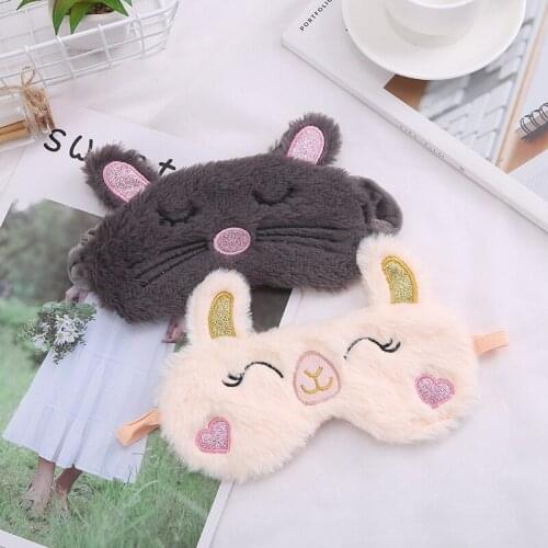 Pure Cotton Sheep Rabbit Sleeping Mask Plush Eyepatch Blindfold Cute Eye Mask Cartoon Nap Eye Shade Eye Care Tools