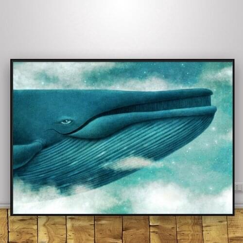 Dream of The Blue Whale Canvas Painting Art Print Poster Picture Wall Modern Minimalist Bedroom Living Room Decoration