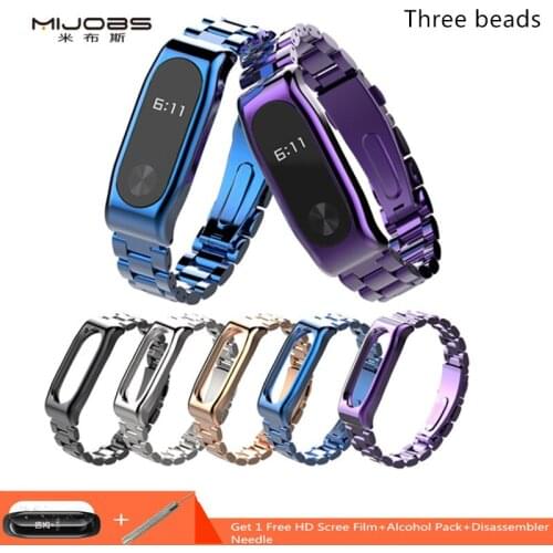 Mijobs Mi Band 2 Strap Metal Bracelet Smart Band Accessories for Xiaomi mi band 2