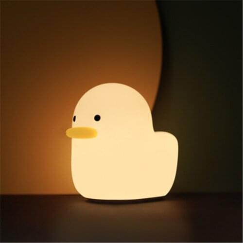Cute Night Light Silicone Soft Touch Sensor Animal Duck LED Night Lamp for Baby Children Kid Bedroom LED Lamp Decorative