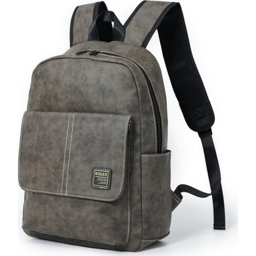 Mens Travel Bookbag Vintage Shoulder Bag Korean Travel Backpack Man Personality Pu Leather Large Capacity Laptop Back Pack 2021