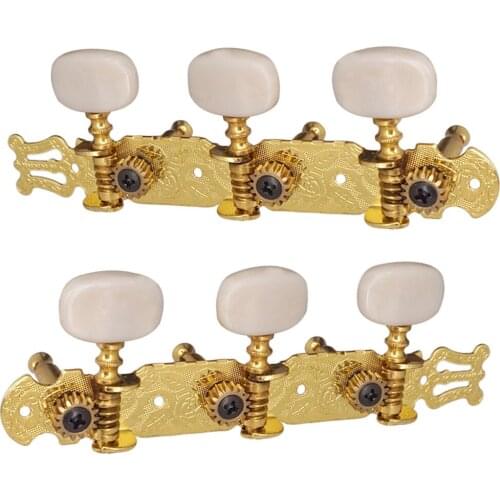 Pack Of 2 Golden Guitar Tuning Pegs Tuners With Cream Button For Acoustic Folk Guitar Parts