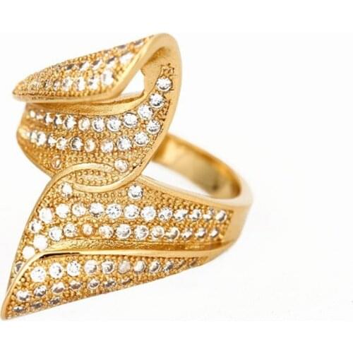 New Party Ring Finger Rings AAA CZ Stone Gold Color Fashion Jewelry For Women Wholesale