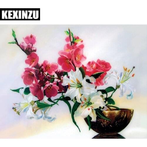 NEW 3D Diamond Painting Cross Stitch Red Floral Vase Crystal Needlework Diamond Embroidery Flower Full Diamond Decorative