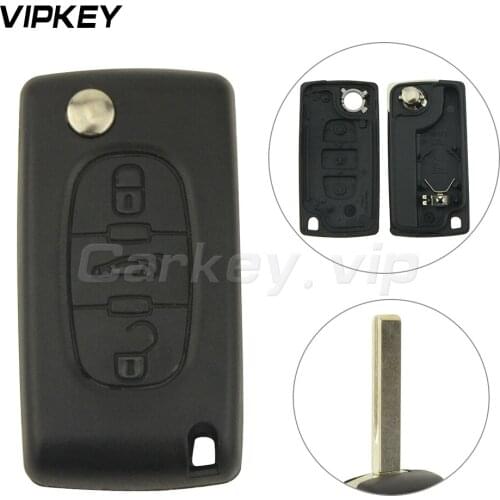 Remotekey CE0536 3 button HU83 flip car key shell middle trunk for Peugeot 107 207 307 407 408 for Citroen C2 C3
