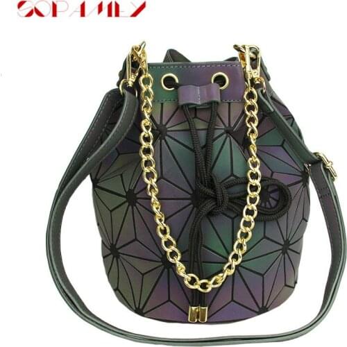 Luxury Luminous Women Bags Geometry Folding Women Handbags Casual Totes Ladies Chain Shoulder Messenger Bag Female Purses New