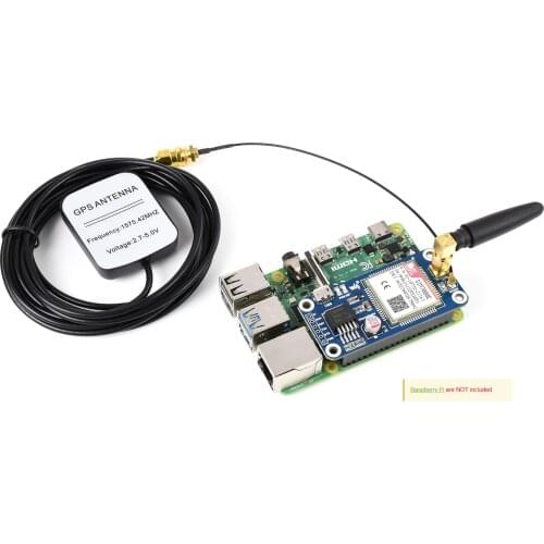 Waveshare NB-IoT/eMTC/EDGE/GPRS/GNSS HAT for Raspberry Pi Based on SIM7000E Supports TCP UDP PPP HTTP FTP MQTT SMS, Mail etc