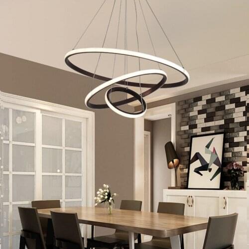Simple living room chandelier modern atmosphere household new LED lamp inside black outside white fashion dining room bedroom