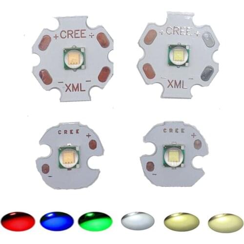 1PCS CREE XML XM-L T6 LED U2 10W Cold White Warm White Blue UV High Power LED Emitter Diode with 16mm 20mm PCB for DIY