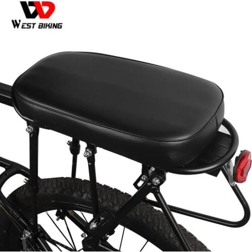 WEST BIKING Bicycle Back Seat Saddle PU Leather Bike Rear Rack Cushion Waterproof Sponge Soft Bike Rear Tail Saddles For Cycling