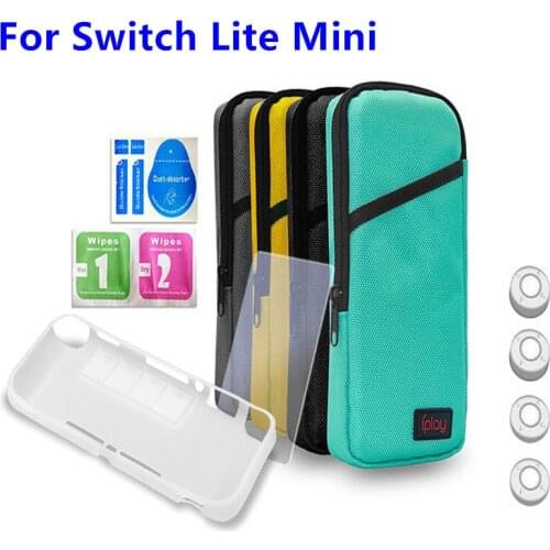 7 in 1 Protection Kit For Nintend Switch Lite Storage Pouch Bag TPU Shell Tempered Screen Film For Switch NS Lite Mini Console