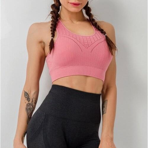 Yoga Womens Top Back V-neck Mesh Breathable Sports Underwear Quick-drying Shockproof Yoga Running Fitness Sports Bra