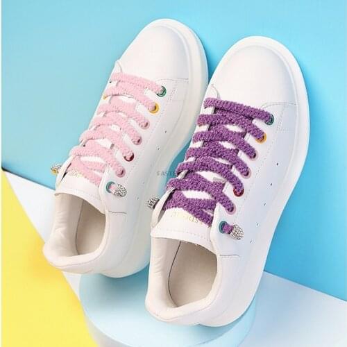 1Pair Elastic Flat Plush Shoelace No Tie Shoelaces Diamond Shoes Lace Lock Lazy Laces Kids Adult Unisex Sneakers Shoe Strings