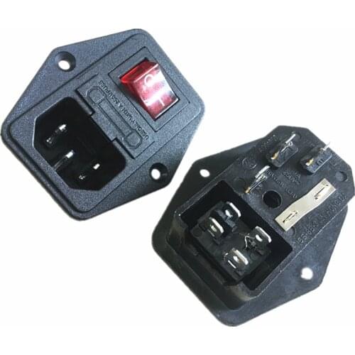 1PC 10A 250V 3 Pin IEC320 C14 AC Inlet Male Plug Power Socket With Fuse Switch