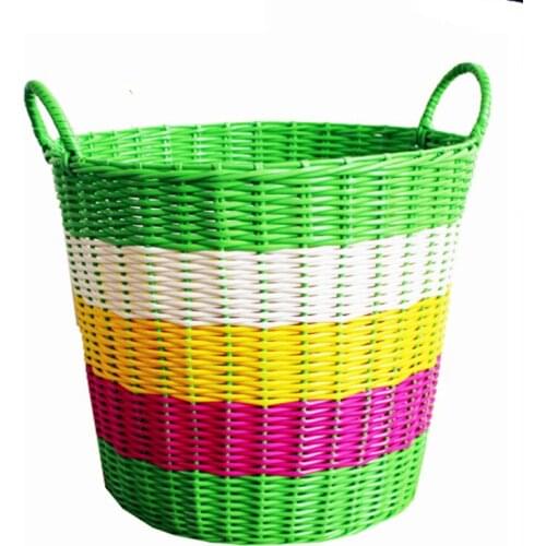 2016 Eco-friendly Baskets Picnic Basket Dirty Clothes PVC Storage Laundry Basket Round Shape Large Capacity with Handle
