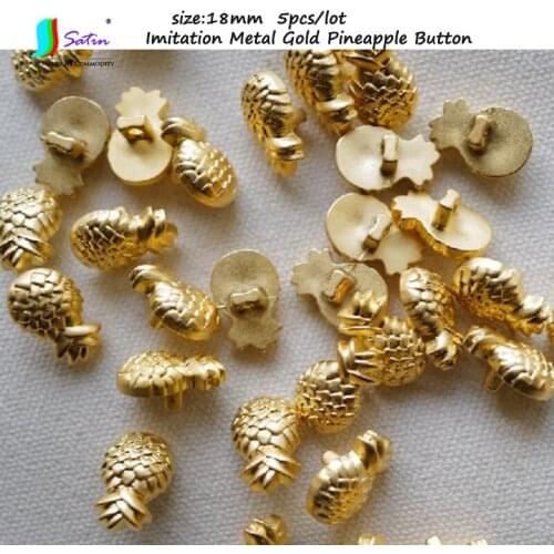 5pcs Size 18mm British Textile Garden ABS Material Imitation Metal Gold Pineapple Button DIY Sweater Coat Bag Decorative Button