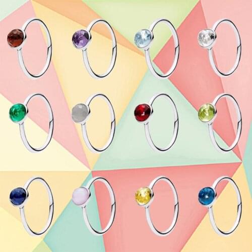 925 Sterling Silver 12 Months Water Drops Shiny Zircon Ring Original High Qualityfashion Jewelry Female Engagement Gift