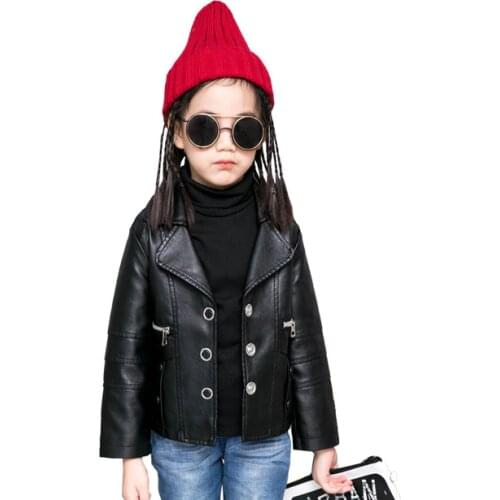 Girls Leather Clothing High Quality Lapel Toddler Girls Jacket Kids Clothes 3 4 5 6 7 Years Children Leather Coats Spring Autumn
