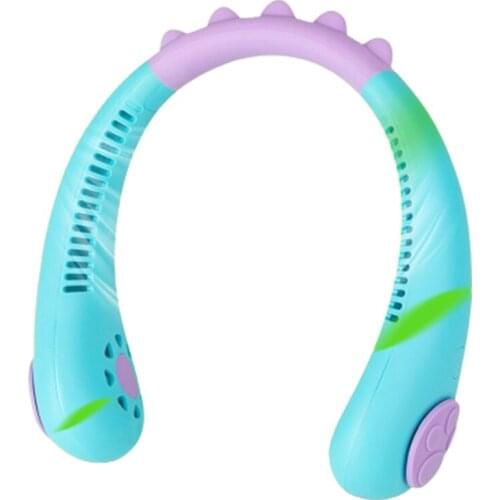 Neck Fan Kids Bladeless Fan Rechargeable Portable Sports Lazy Fan Air Cooler Cooling Mini Wearable Neckband Fans children