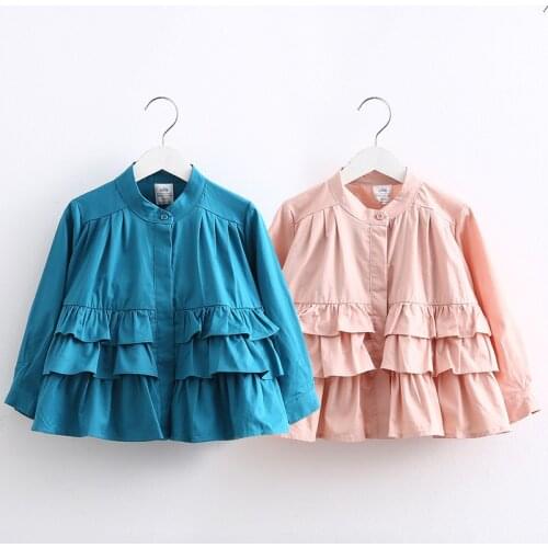 Baby Lace Shirt Dress 2021 Spring New Girls' Clothing Childrens Stand Collar Outer Coat