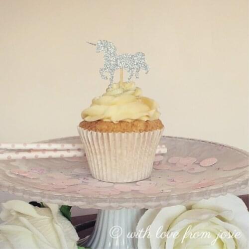 Unicorn Glitter Cupcake Toppers appetizer food pick party baby bridal shower birthday ocean wedding cake topper decor