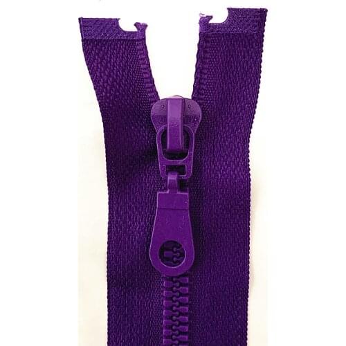 2pcs, 5 # 25cm (10inch) Purple Detachable Resin Zipper with Open End Automatic Eco Lock Plastic Zipper for Sewing Suit