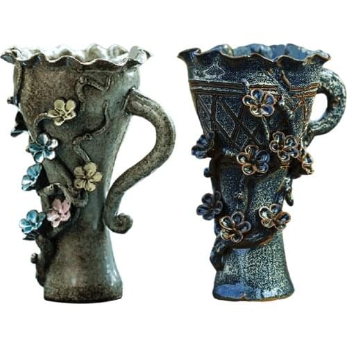 Ceramic Flower Vases, Handmade Rustic Bud Vase Decorative Flower Pot Planter for