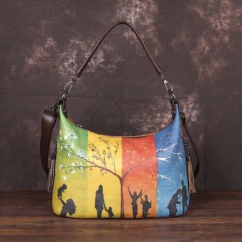 Leather Handbags Large Capacity Ladies Handbags Handmade Shoulder Messenger Bag Mobile Phone Bag Wallet