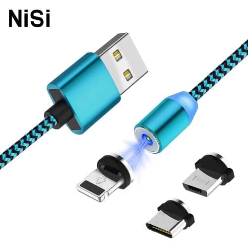 NiSi 8Pin IOS USB Magnetic Cable For iPhone Huawei Xiaomi Samsung All Android Smart Phone USB-C Micro USB Chargeing Cable 1M/2M