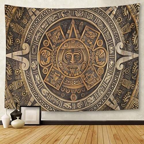 Mandala Home Decor History Close View Of The Ancient Aztec Calendar Civilization Mayan Mexican Culture Tapestries